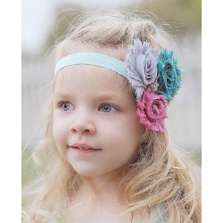 Teal & Mauve Shabby Flower Headband